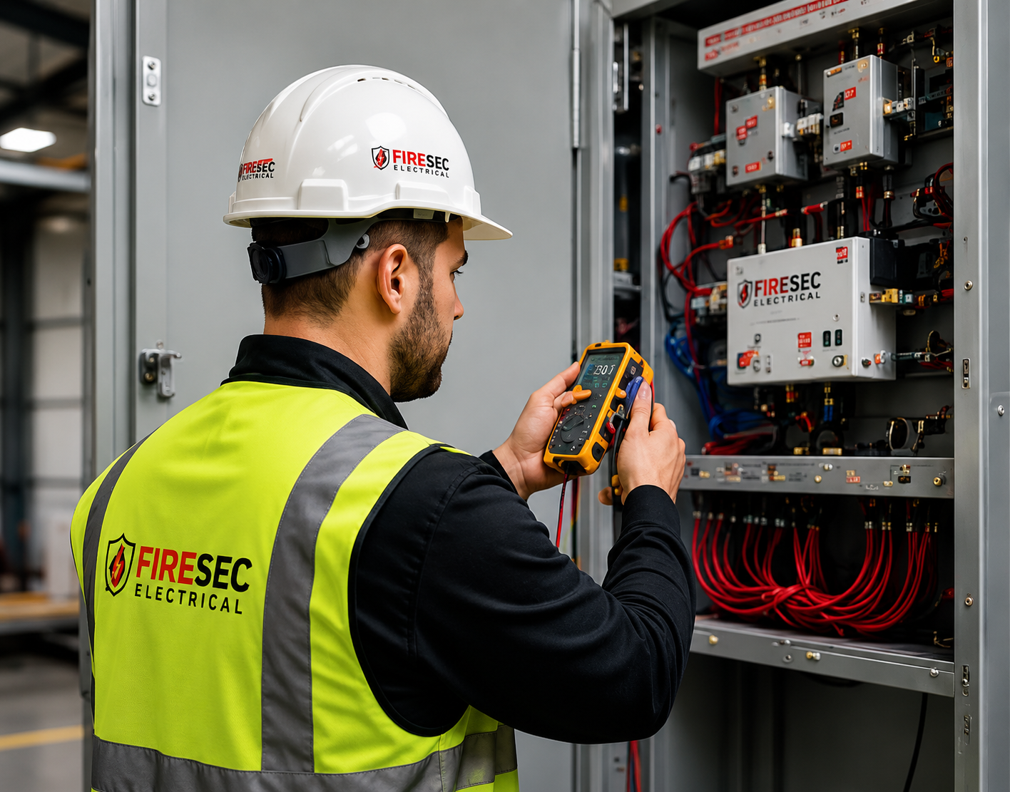 FireSec engineer carrying out maintenance